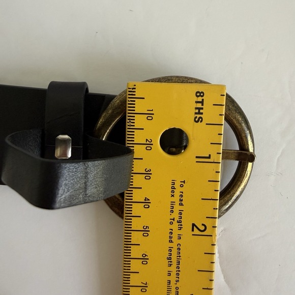 Wilfred Free Aritzia Black Leather Belt XXS Distressed Brass Buckle Classic‎ EUC main image 4